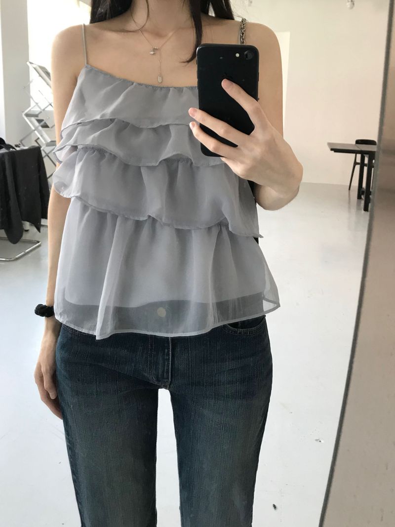 See-through frill bustier (2 colors)