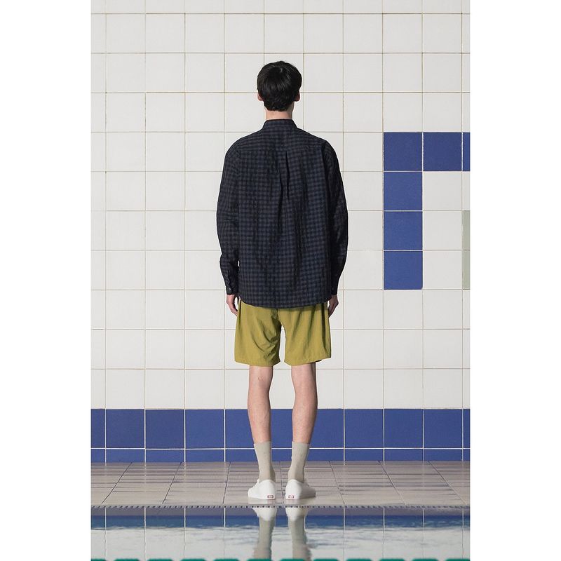 POCKET GINGHAM CHECK SHIRT / NAVY