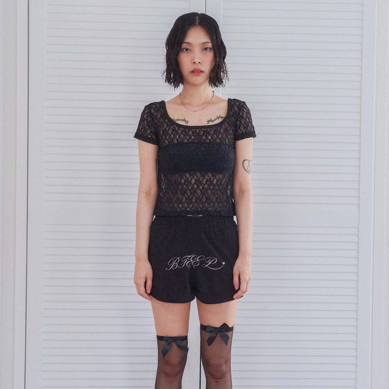 back ribbon lace t_black