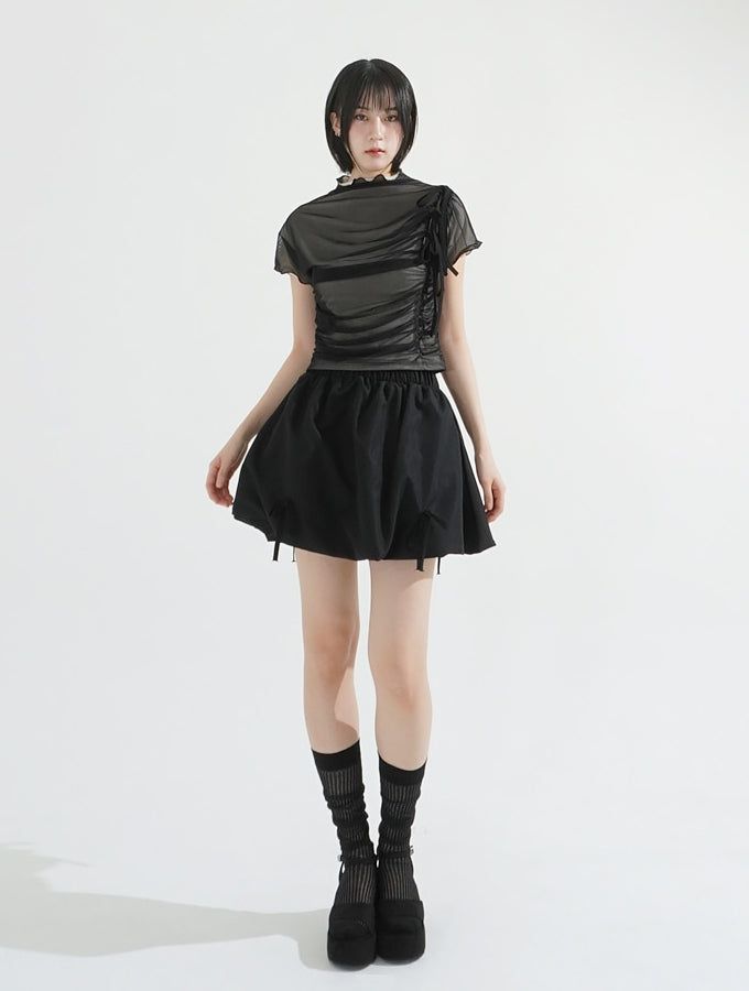Double layer ribbon top