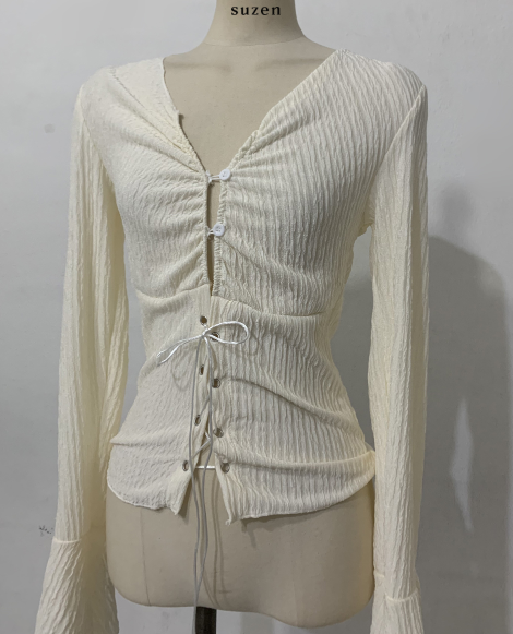 Miina Shirring Ribbon Blouse