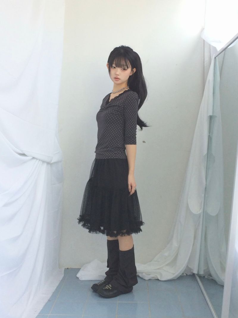 soft shirring frill skirt