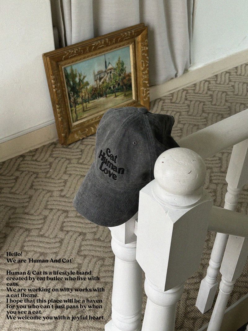 CAT HUMAN LOVE PIGMENT BALL CAP_CHARCOAL