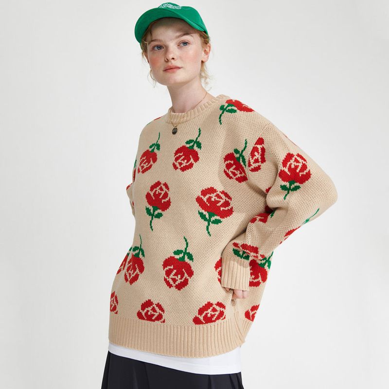 wonder visitor(ワンダービジター)の「Rose pattern Knit(Tops)」