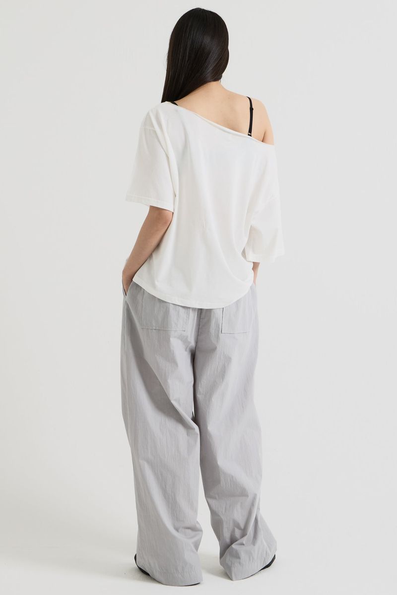 One shoulder t-shirt, White