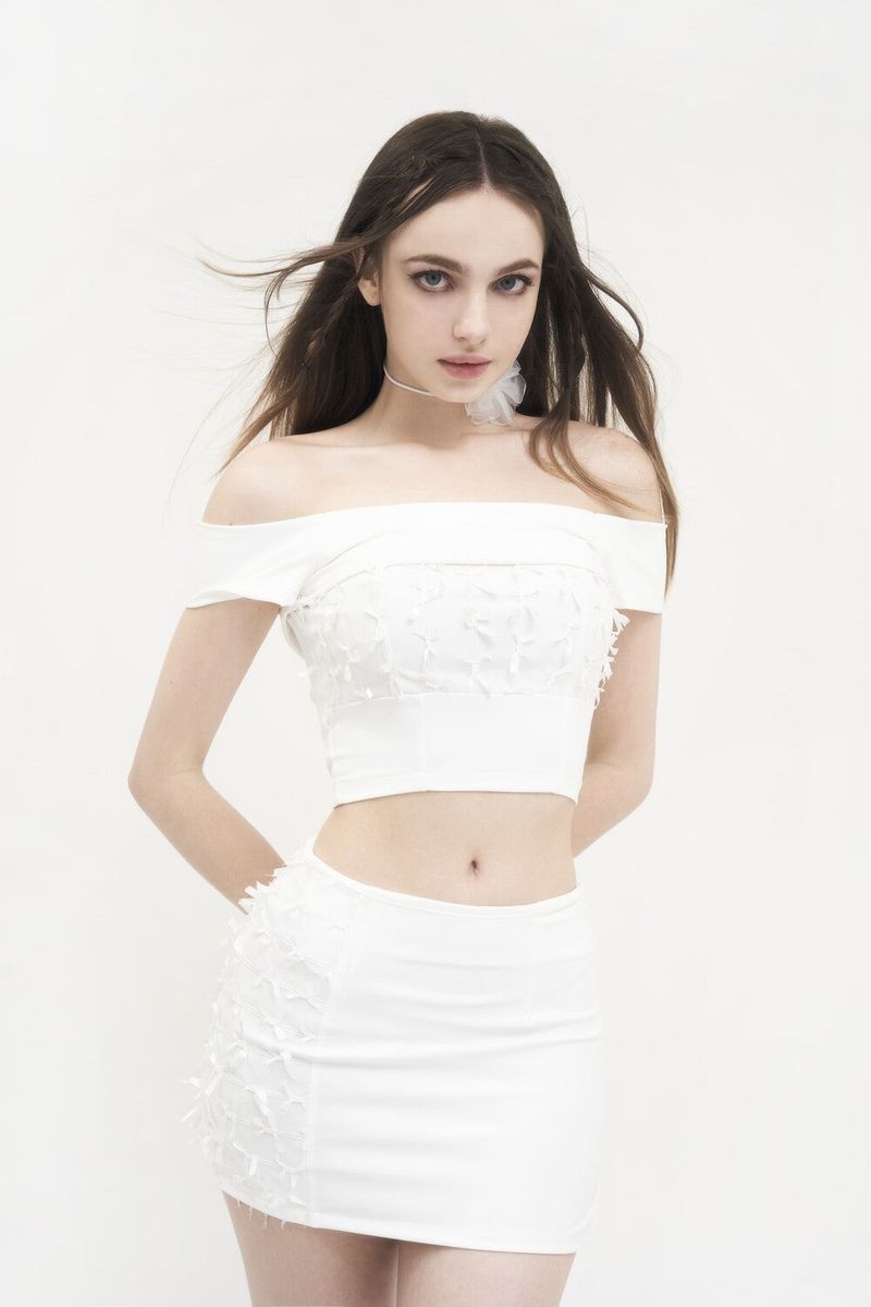 Seow（ソウ）の「 [Seow] Flap mesh ribbon sk, white（Skirts）」