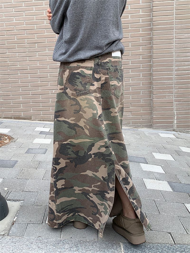 CAMOUFLAGE MAXI SKIRT