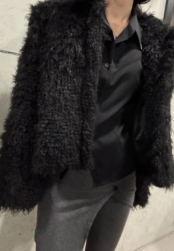Chocolate Hairy Fur Jacket