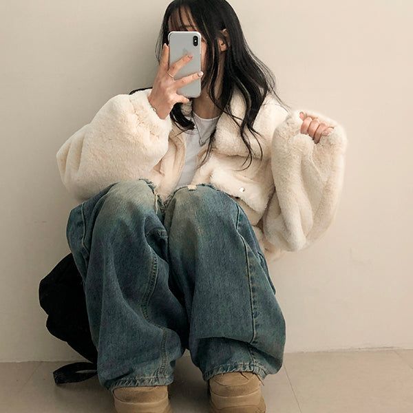 Pocket High-neck Cropped Jumper