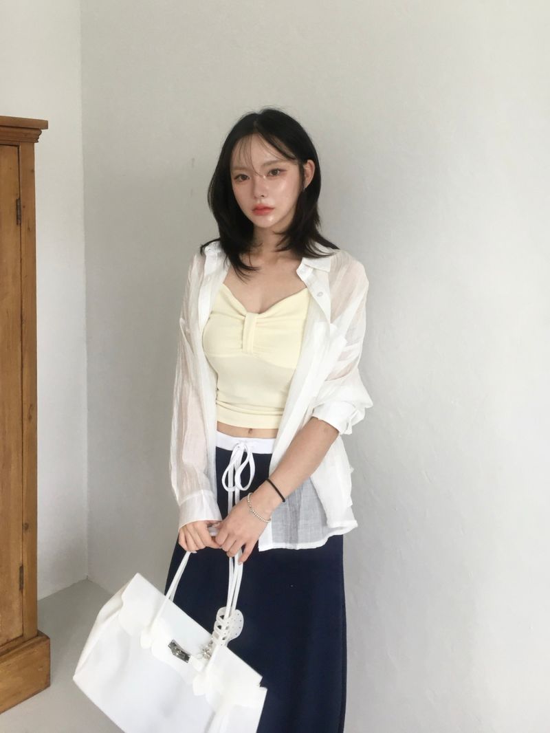 Airy shell see-through shirt (7c)