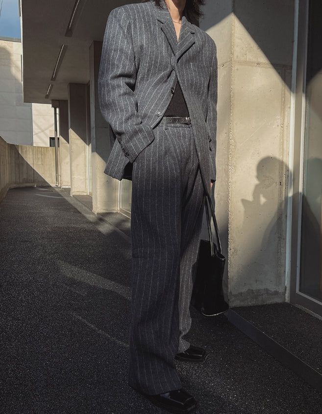 Ovening Stripe Wool Slacks