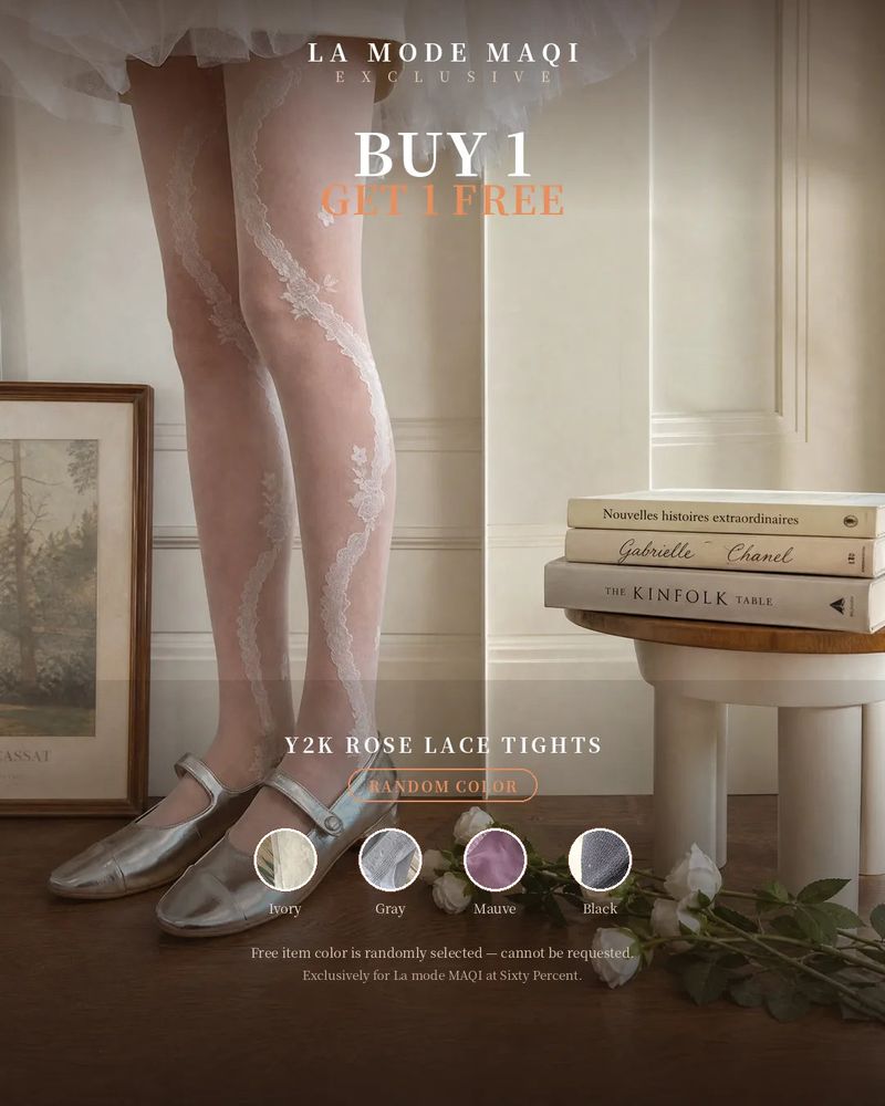[1+1 Special] Y2K Rose Flower Sheer Tights