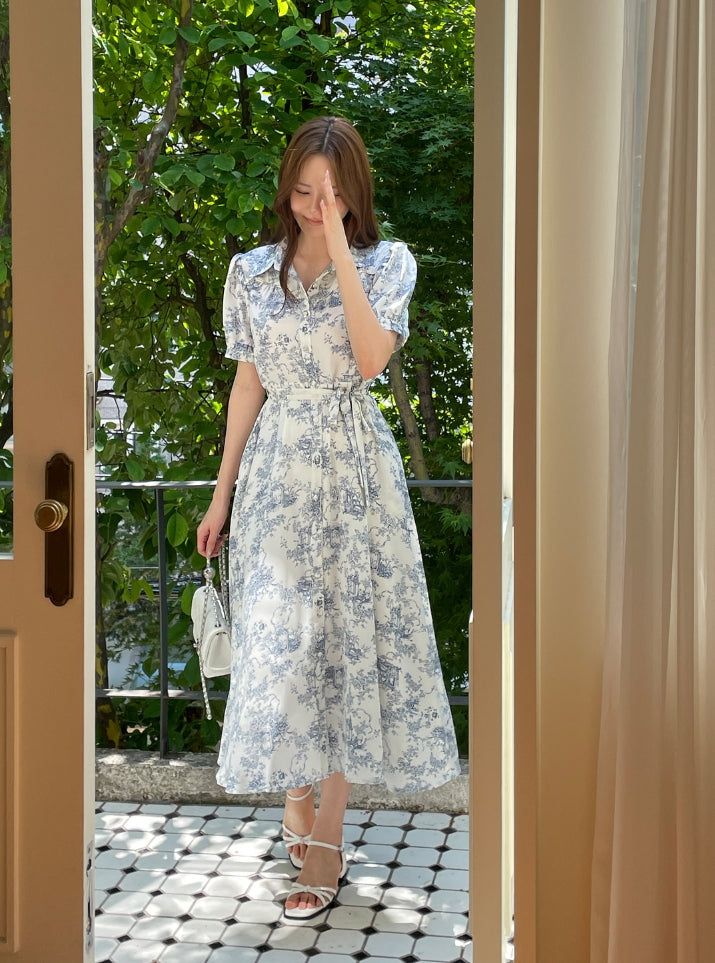 iam mari（アイアム マリ）の「ルエナトワルフラワーパフロングワンピース(ベルトセット)（ワンピース/ドレス）」