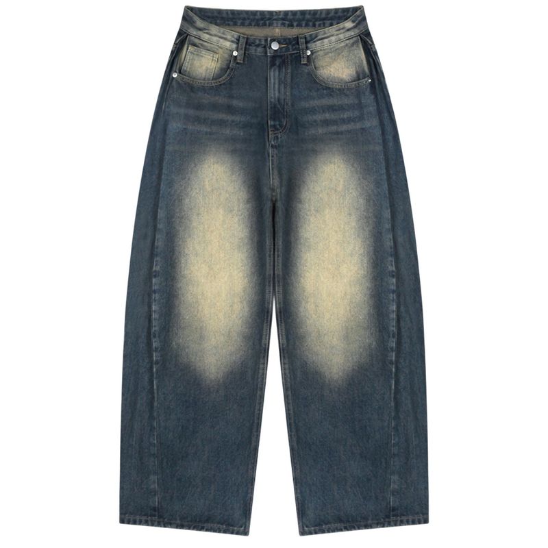 Vintage side pintuck denim pants (muddy indigo)