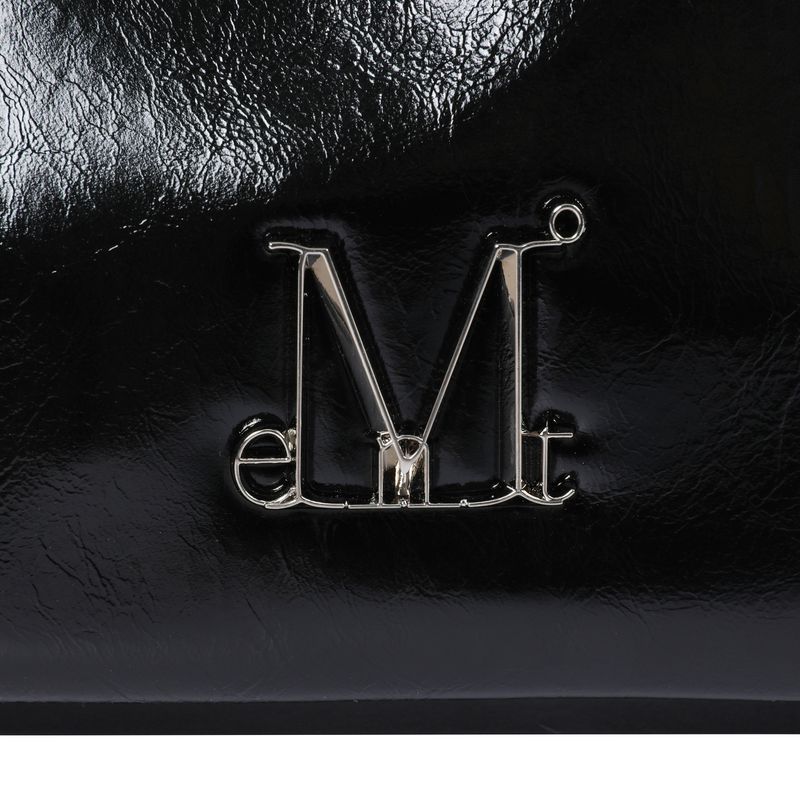 SENTIC METAL LOGO FRONT BELTED LEATHER SHOULDER BAG UNISEX