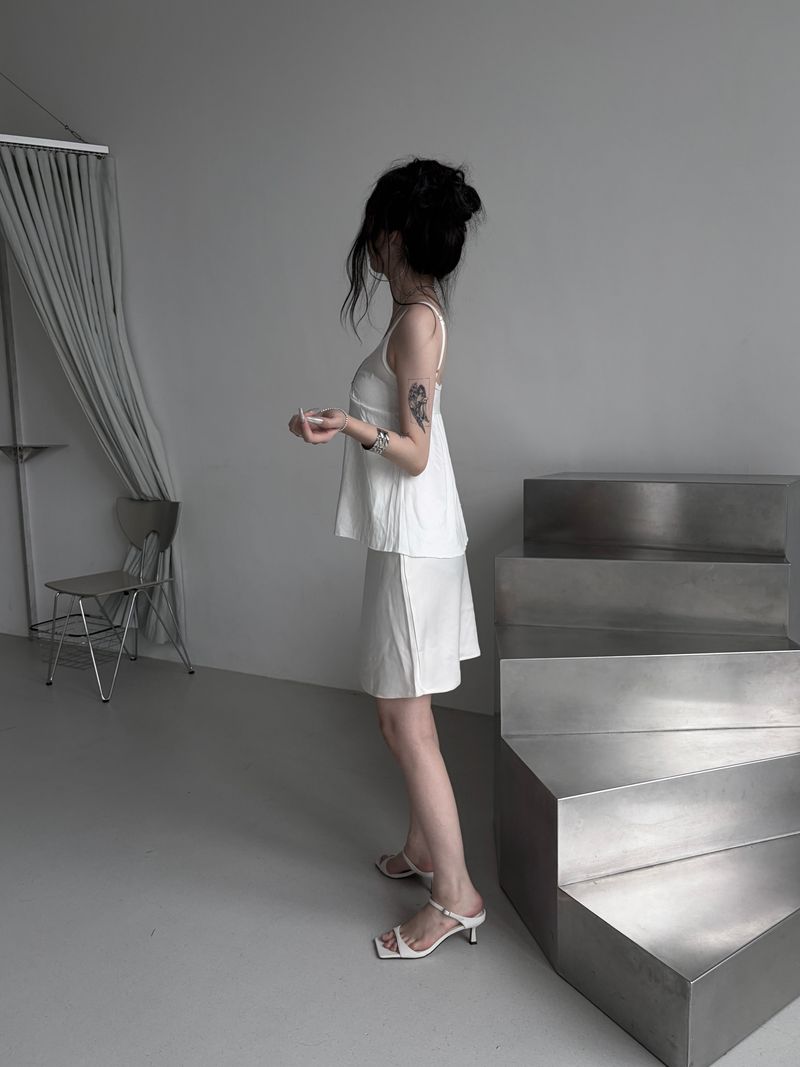 satin slip midi skirt (2color)