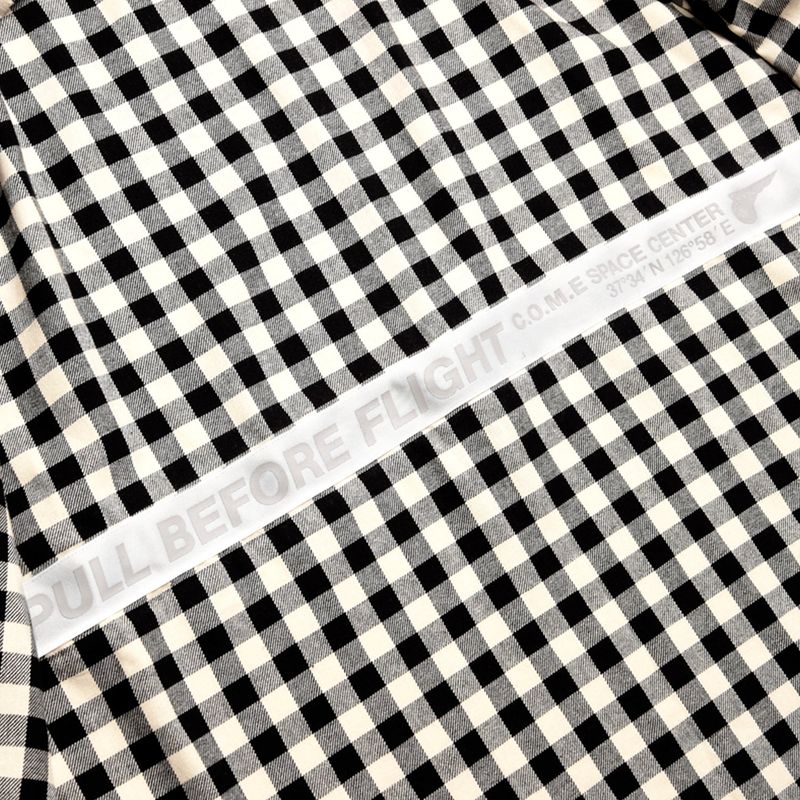 [UNISEX] Oversized Drawstring Checked Shirt (BLACK)