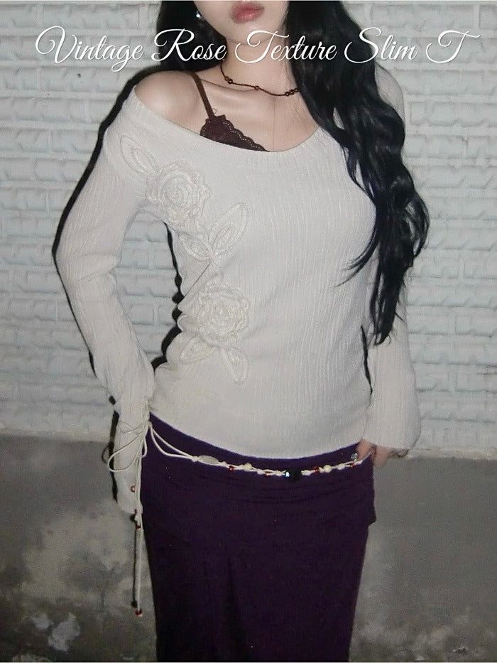 onthenextpage（オンザネクストページ）の「Vintage Rose Texture Slim T（Tops）」