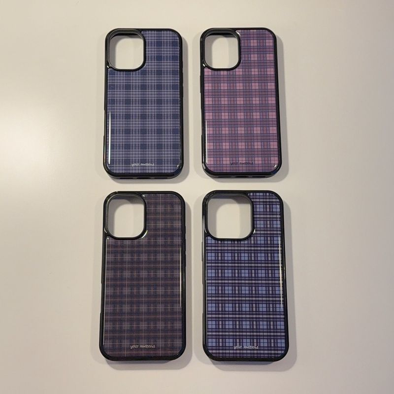 vintage check case (khaki, navy)