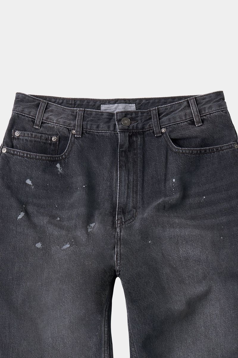 Aged Splatter Carpenter Denim Pants(Washed Black)