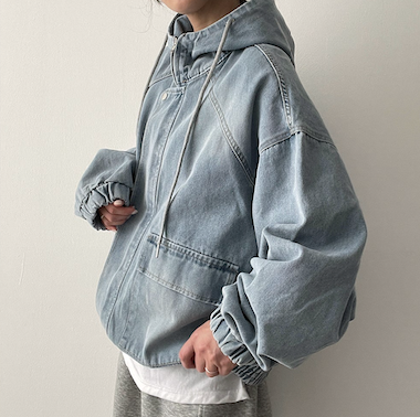Delt Boxy Fit Two-Way Denim Hooded Jumper