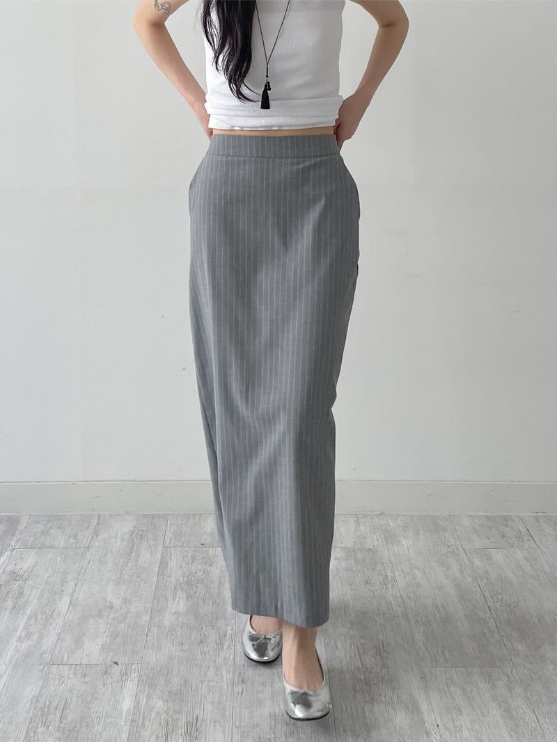 INCHANT ME(インチャントミー)の「Striped Banding H-Line Long Skirt(Skirts)」