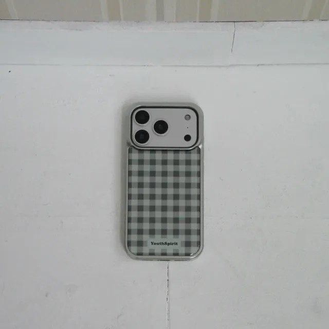 Checkered Matcha Silver Epoxy Case