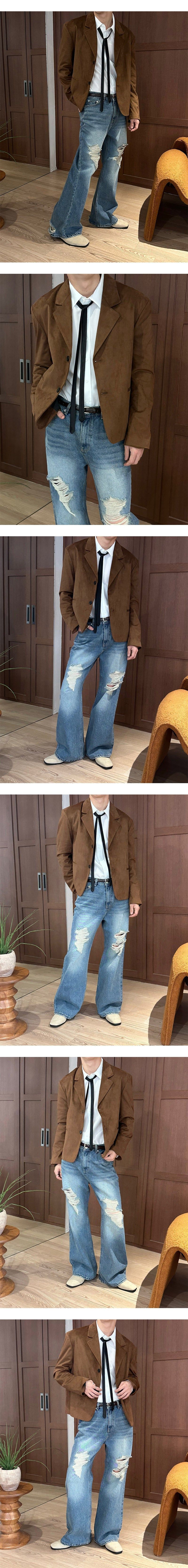 [F/W] Crop suede blazer(2color)
