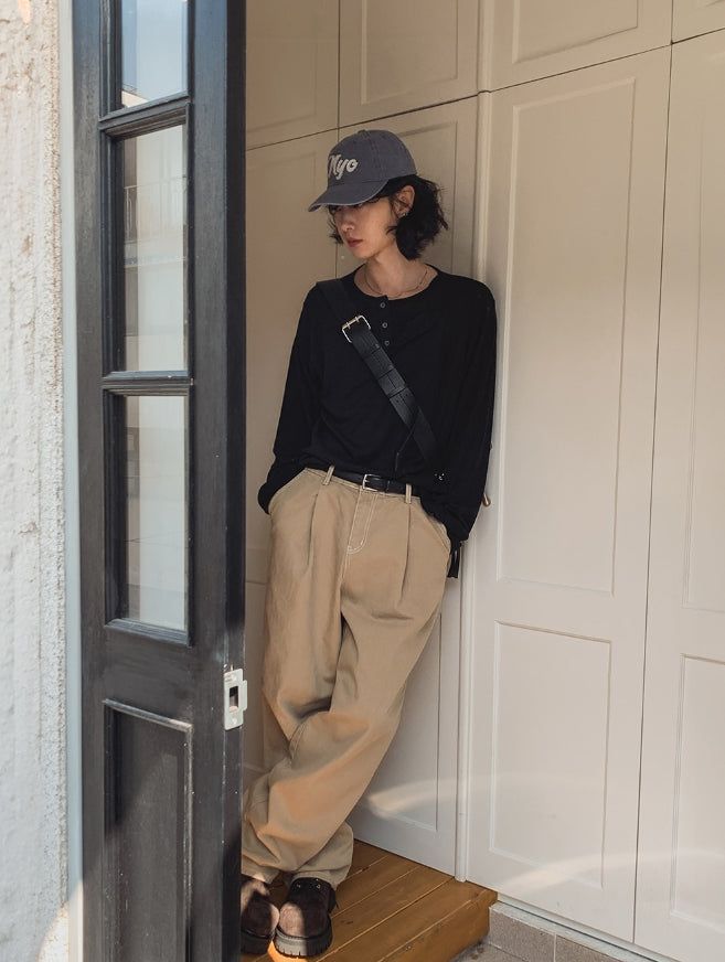 ルージュ レイヤード ヘンリーネック ロングスリーブ Tシャツ
