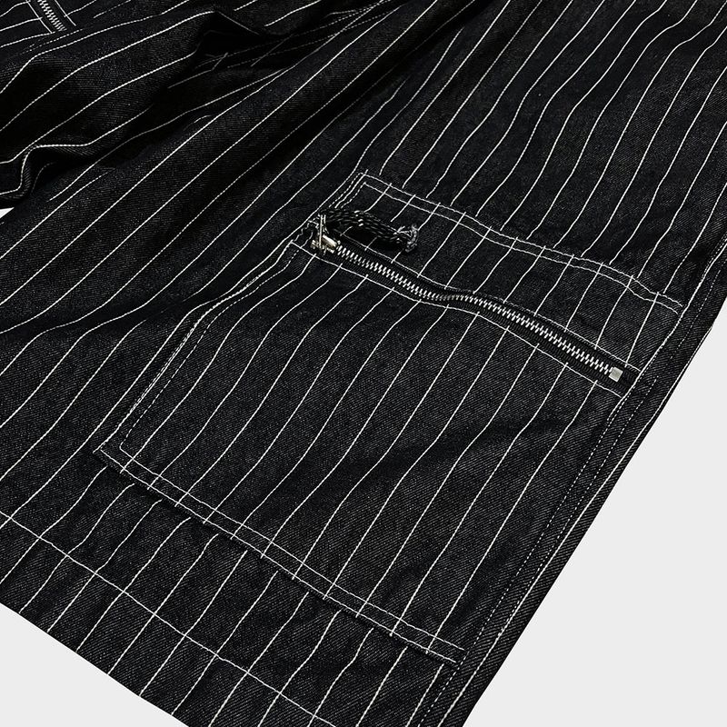 stripe denim shorts_black