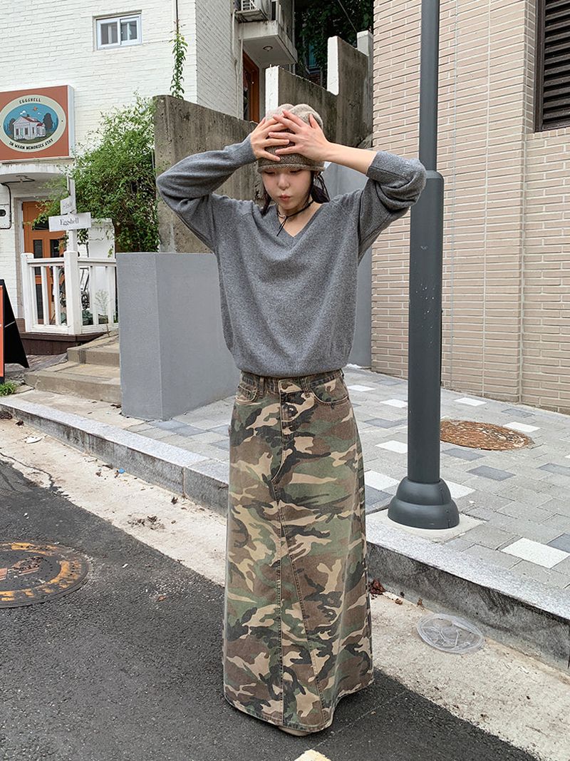 CAMOUFLAGE MAXI SKIRT