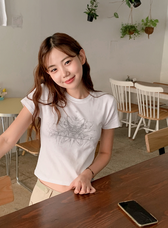 SHOPPERLAND（ショッパーランド）の「CT モダルプリント半袖クロップTシャツ (4color)（トップス）」