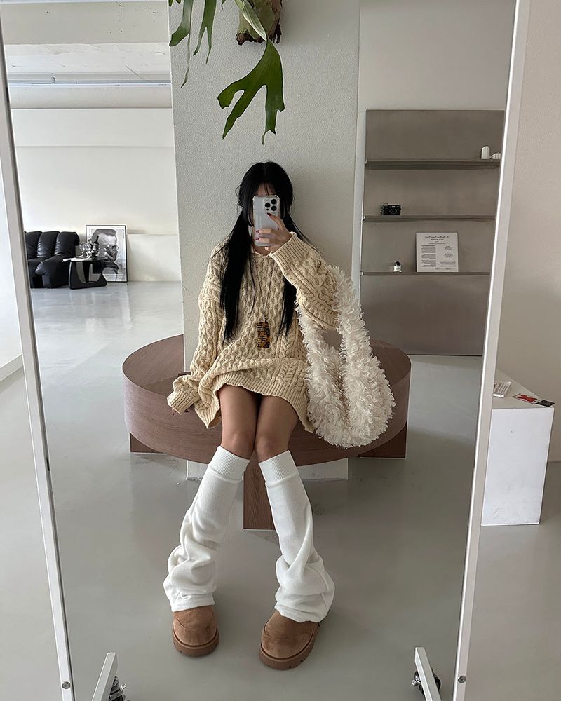 Wool napping slim bootcut leg warmer