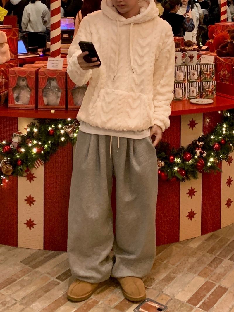 Cozy cable fleece hood