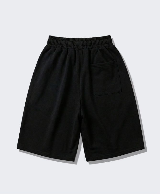 Balloon Curved Sweat Bermuda Pants Black