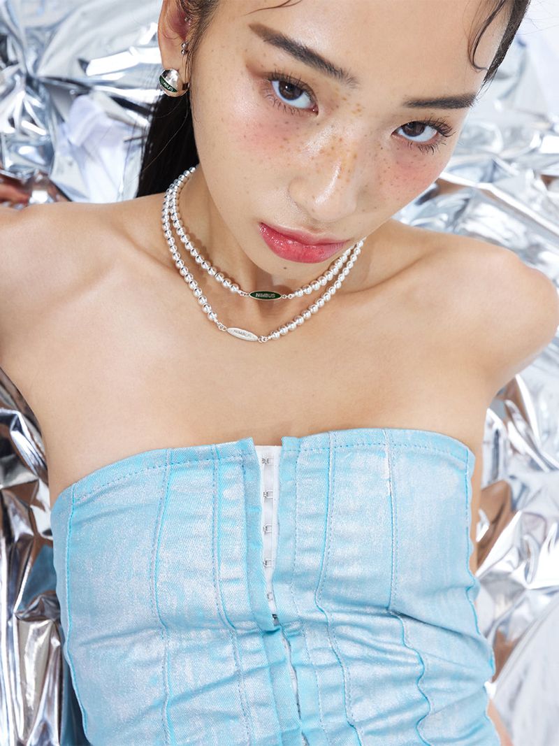 TAG SILVER BALL NECKLACE