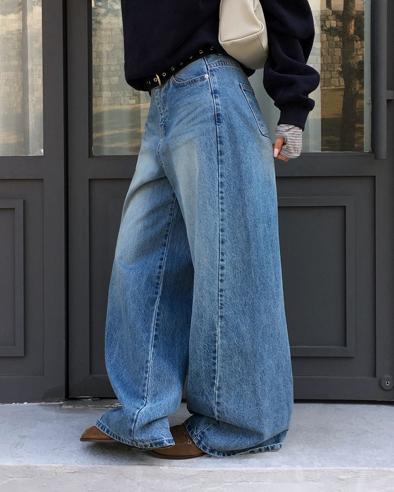 [ORIGINAL] Crew Contrast Wide Denim Pants