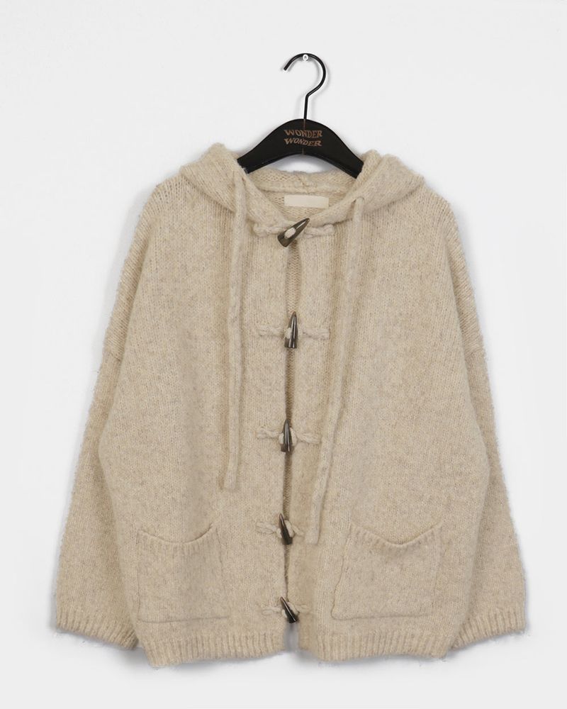 Hots duffle button oversized-fit hooded cardigan