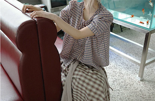 Check Tie Skirt (beige)