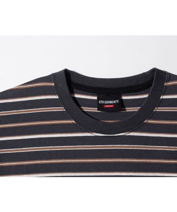 LB ストライプ シンプルロゴ ウォッシュド Tシャツ (Charcoal)