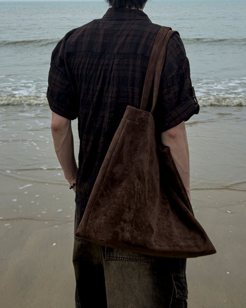 Embossed Texture Check Roll-Up Shirt