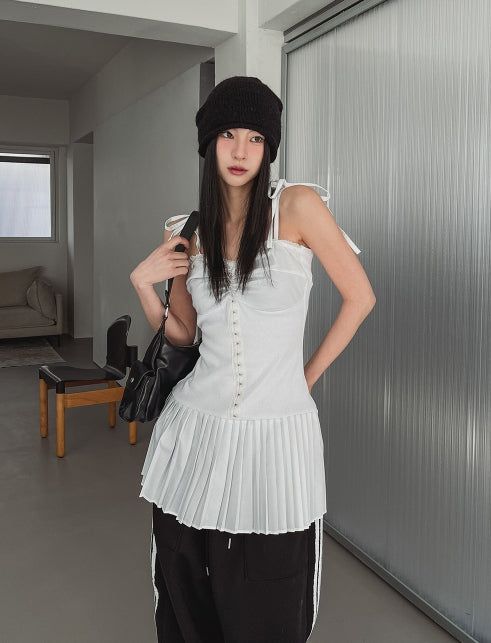 Glare pleated bustier one-piece