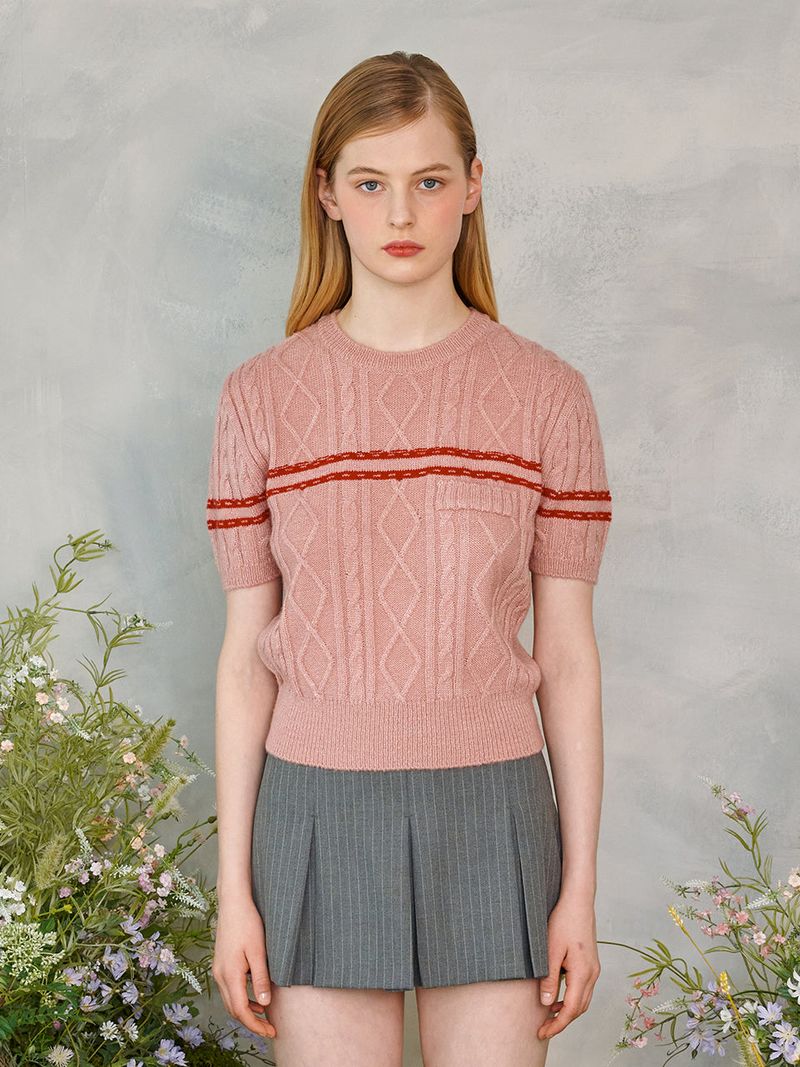 Color Line Twisted Knit (Pink)