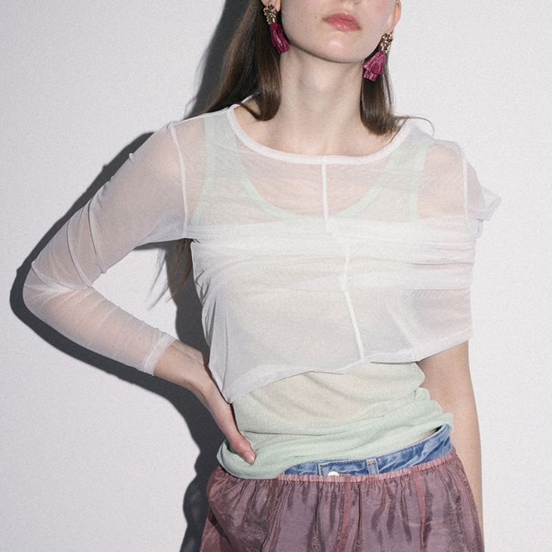 ROSE SEE THROUGH LONG SLEEVE SET