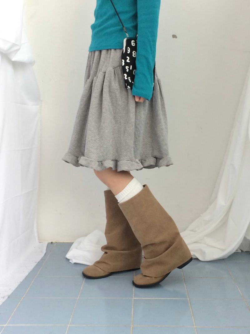 Flare cotton incision skirt