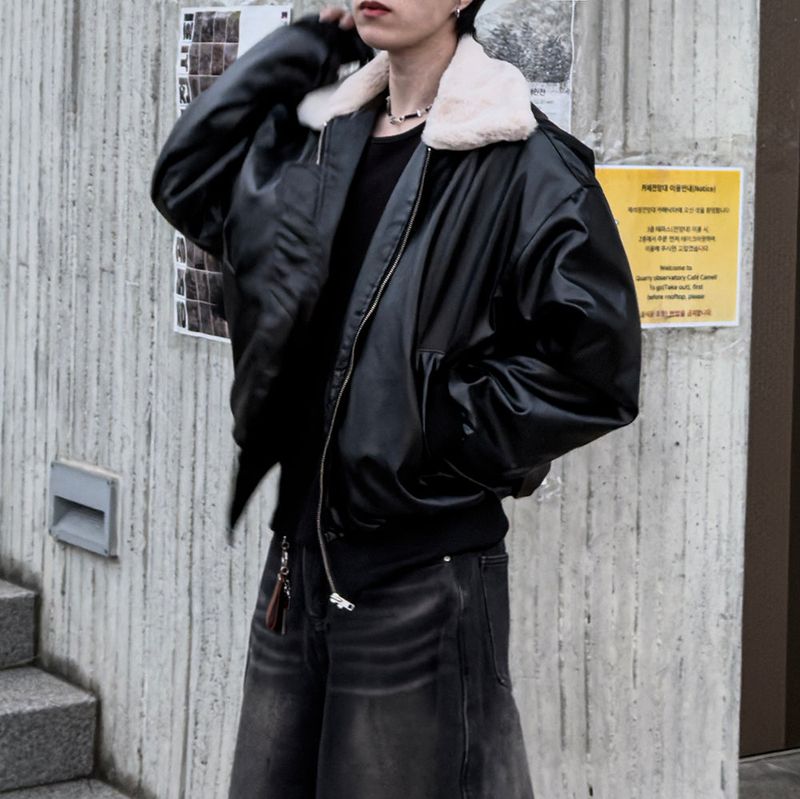 Sker leather aviator mustang jumper