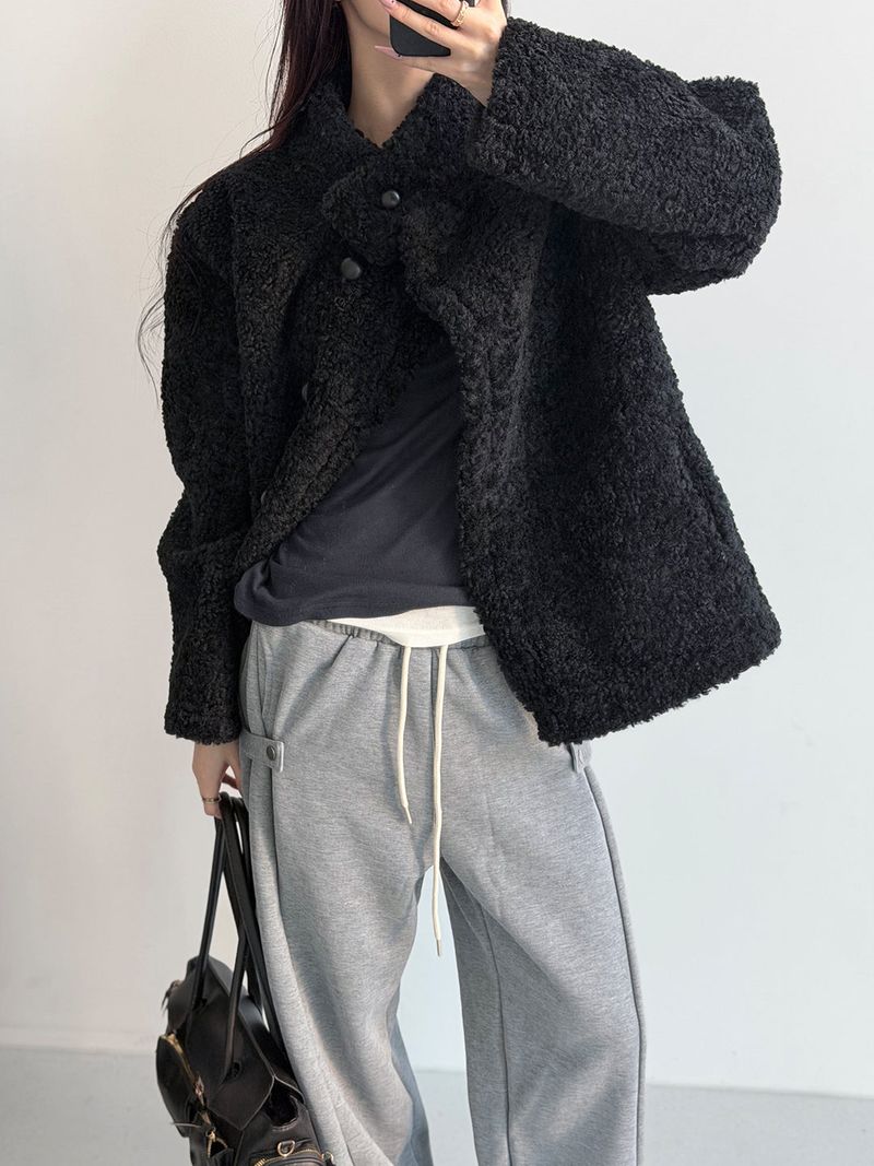 High neck boucle half coat(4color)