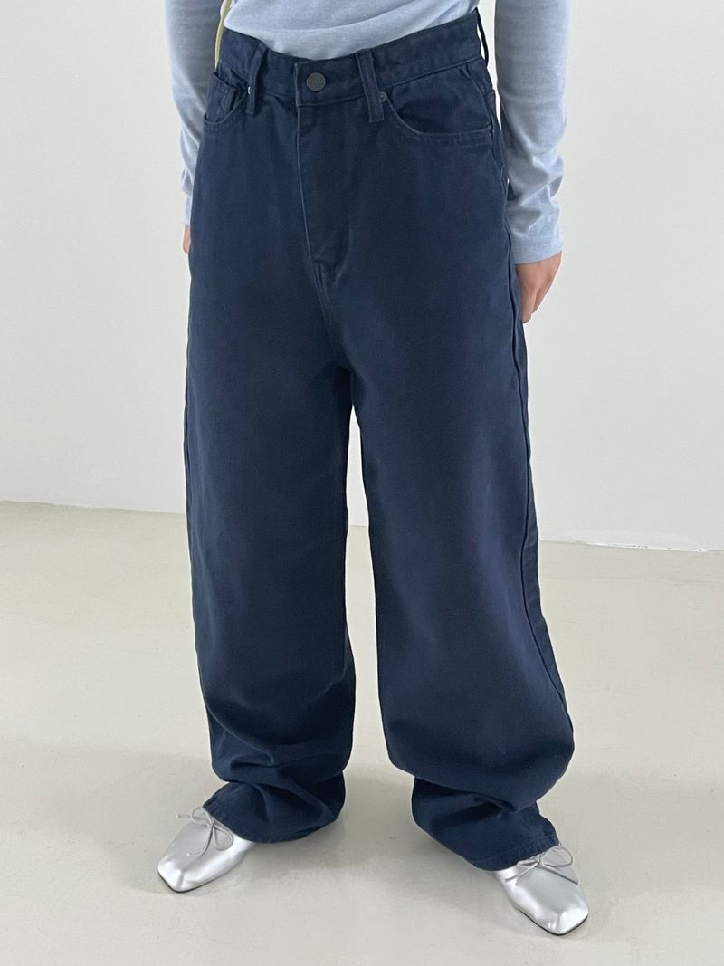 Twill wide cotton pants