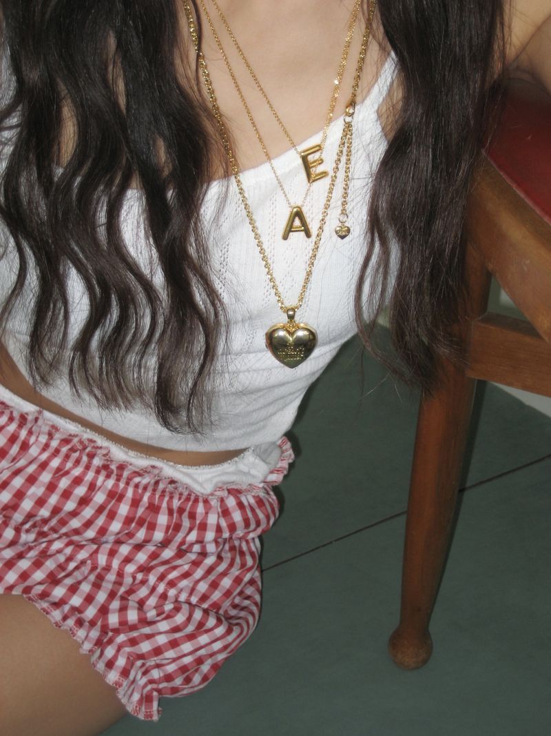 Chubby initial necklace (7 Letters, Gold)