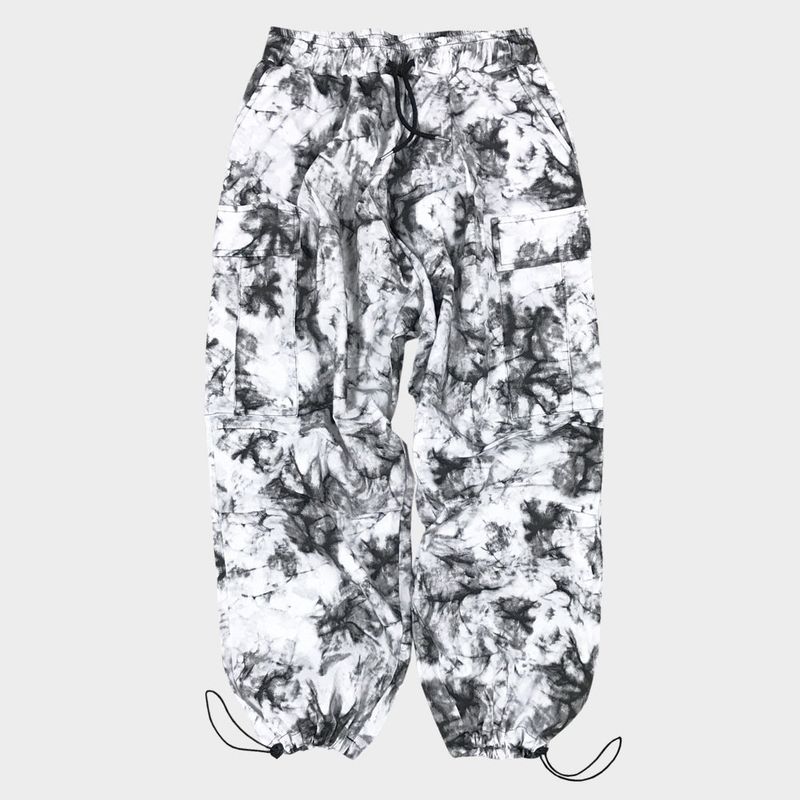 tie-dye wide cargo pants_white